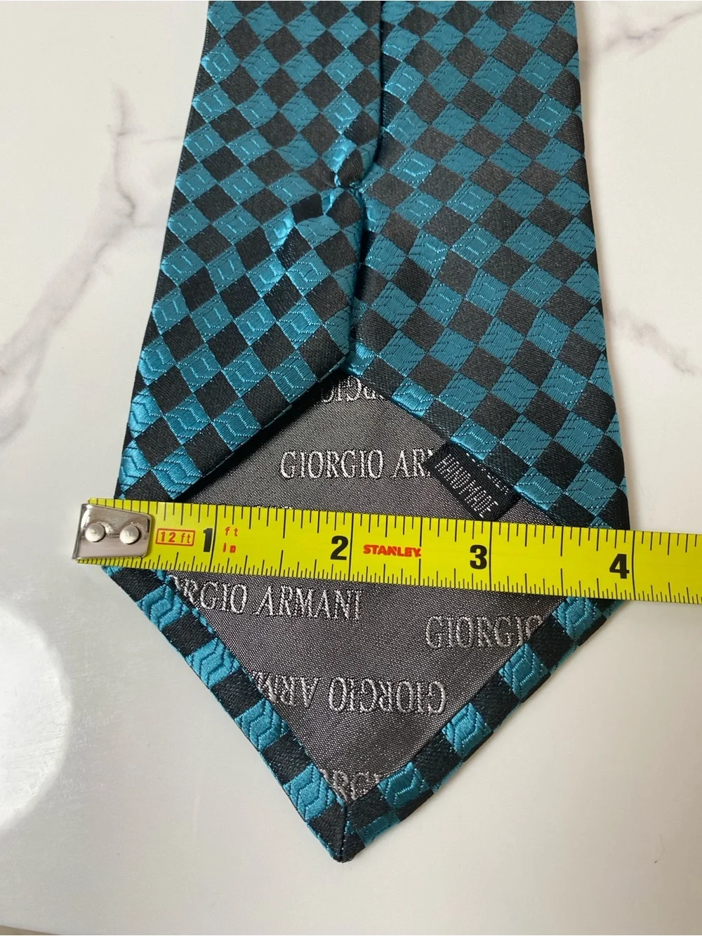 Giorgio Armani Handmade Silk‎ Tie Geometric Italy Blue Men's Tie